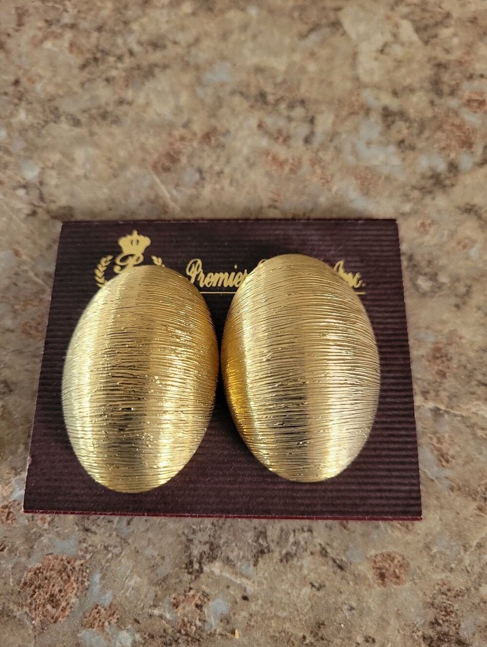 Premier Designs Gold Tone Textured Oval Clip-On Earrings